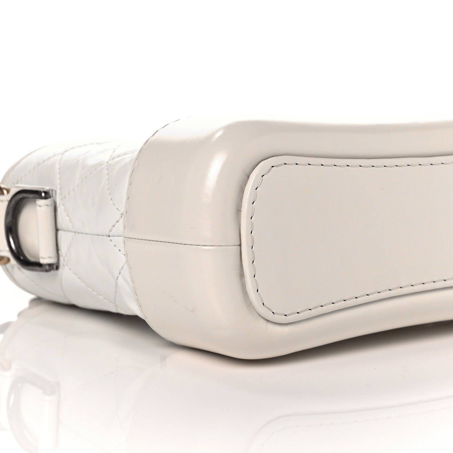Aged Calfskin Quilted Small Gabrielle Hobo White