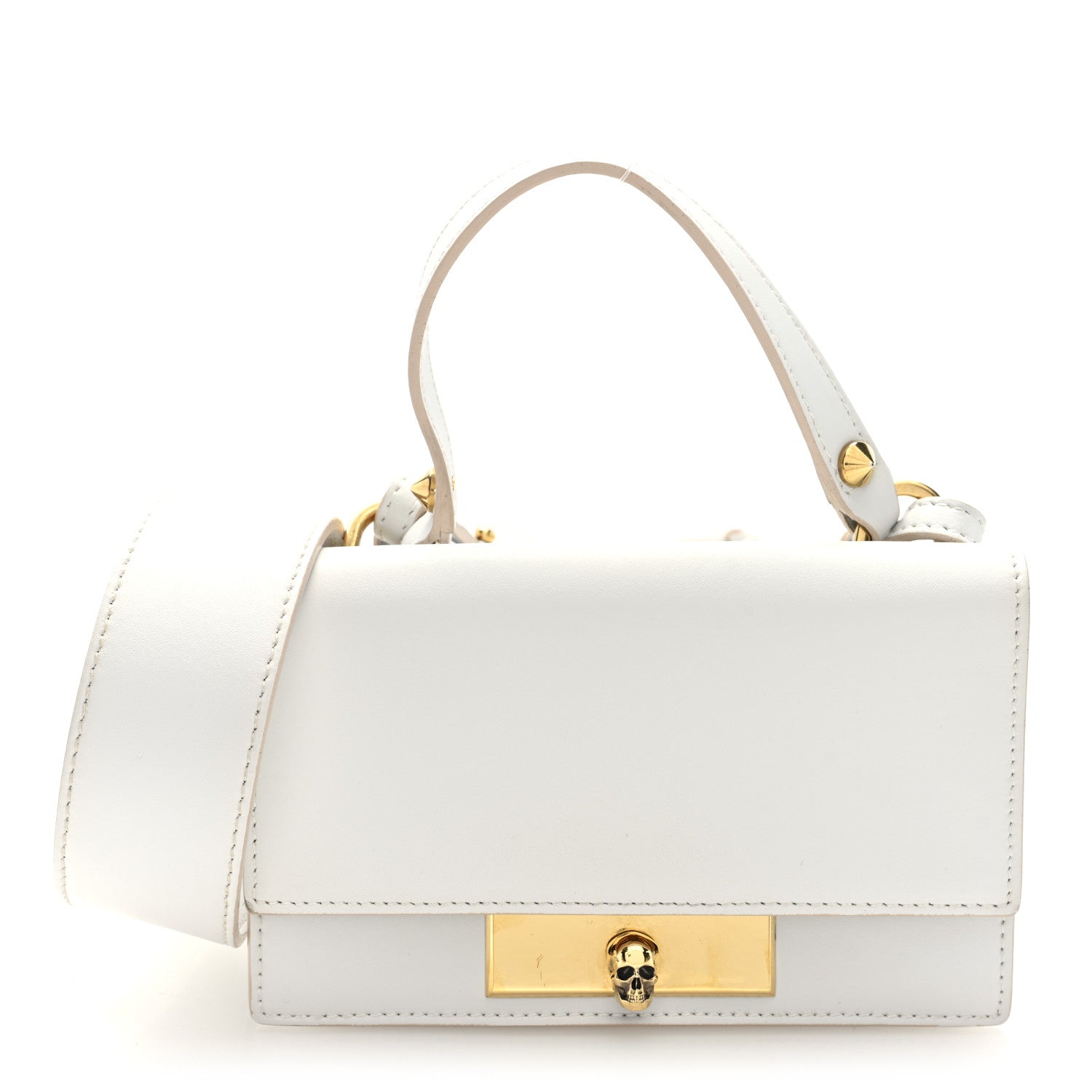 Alexander McQueen Calfskin Mini Skull Lock Shoulder Bag Deep Ivory 7 of 9