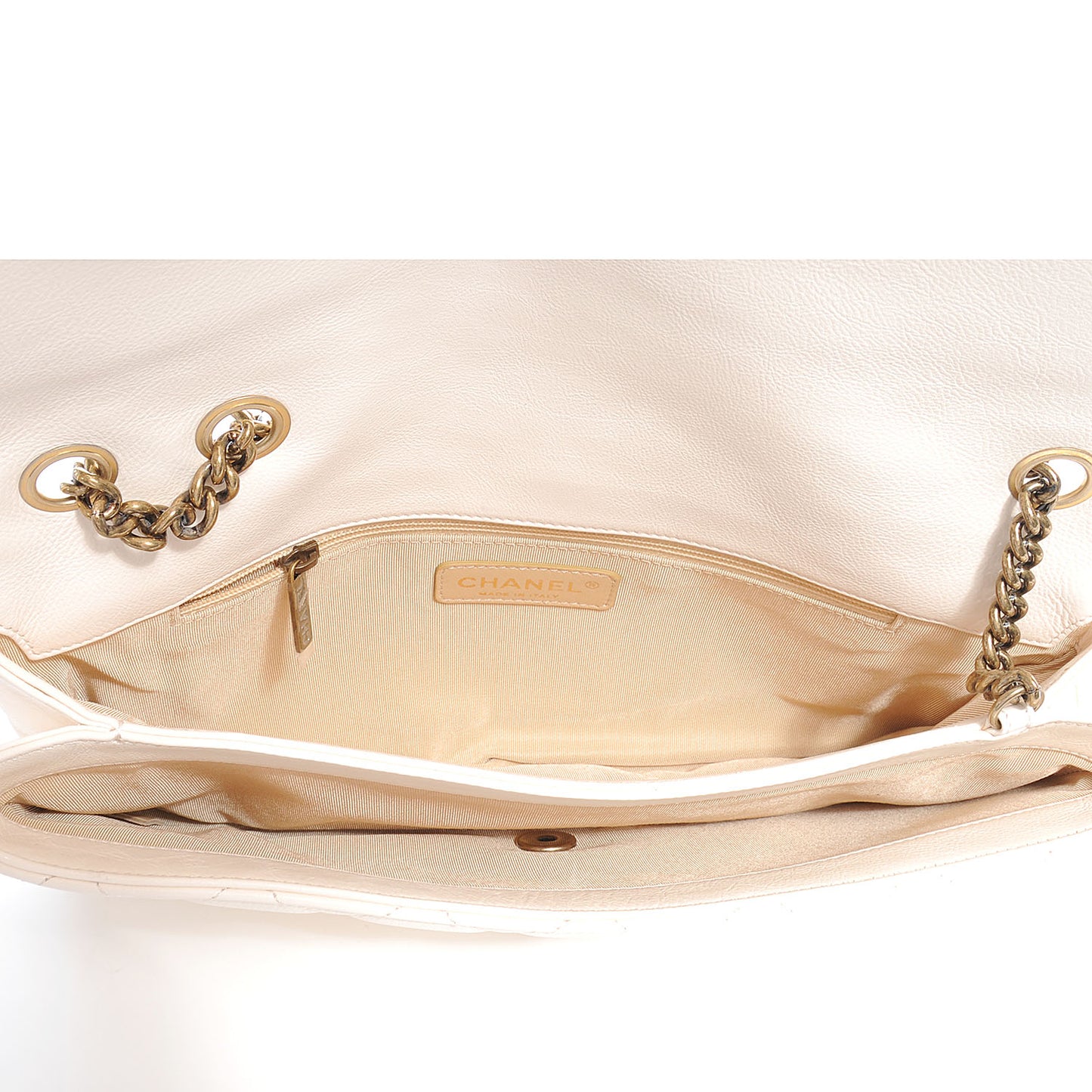 Calfskin CC Crown Medium Flap Dark White