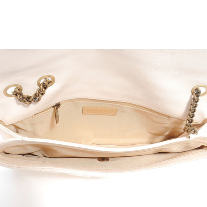 Chanel Calfskin CC Crown Medium Flap Dark White 5 of 7