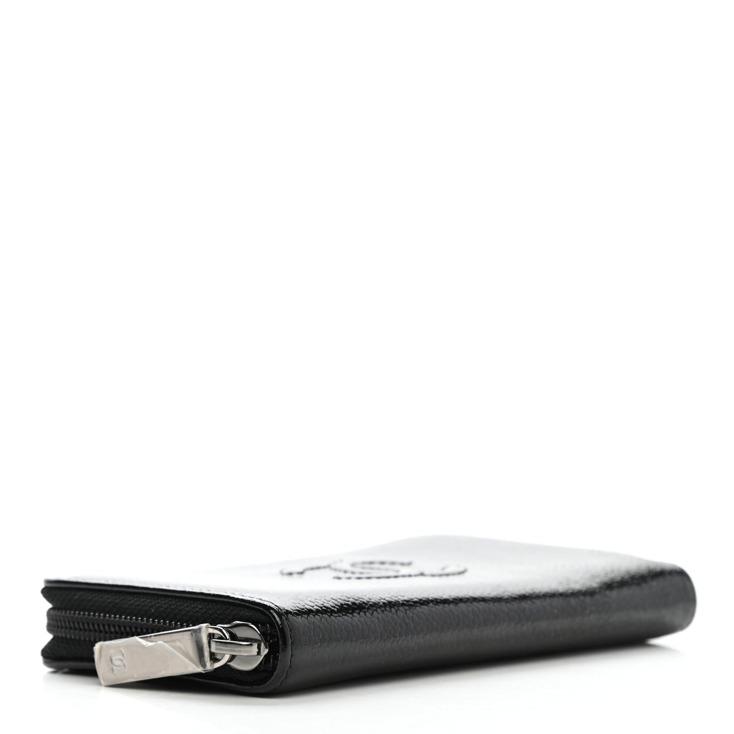 Caviar Patent Timeless Zip Around Wallet Black