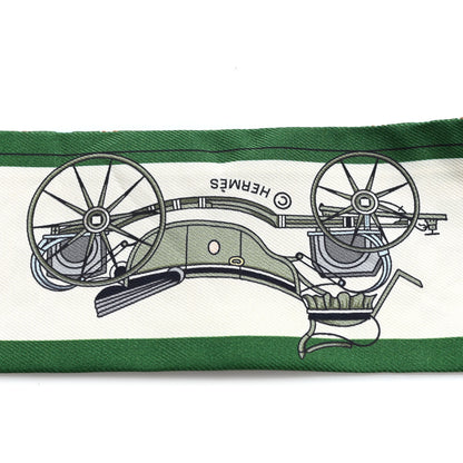 Hermes Silk Les Voitures Nouvelle Twilly Emeraude Creme Ciel 3 of 3