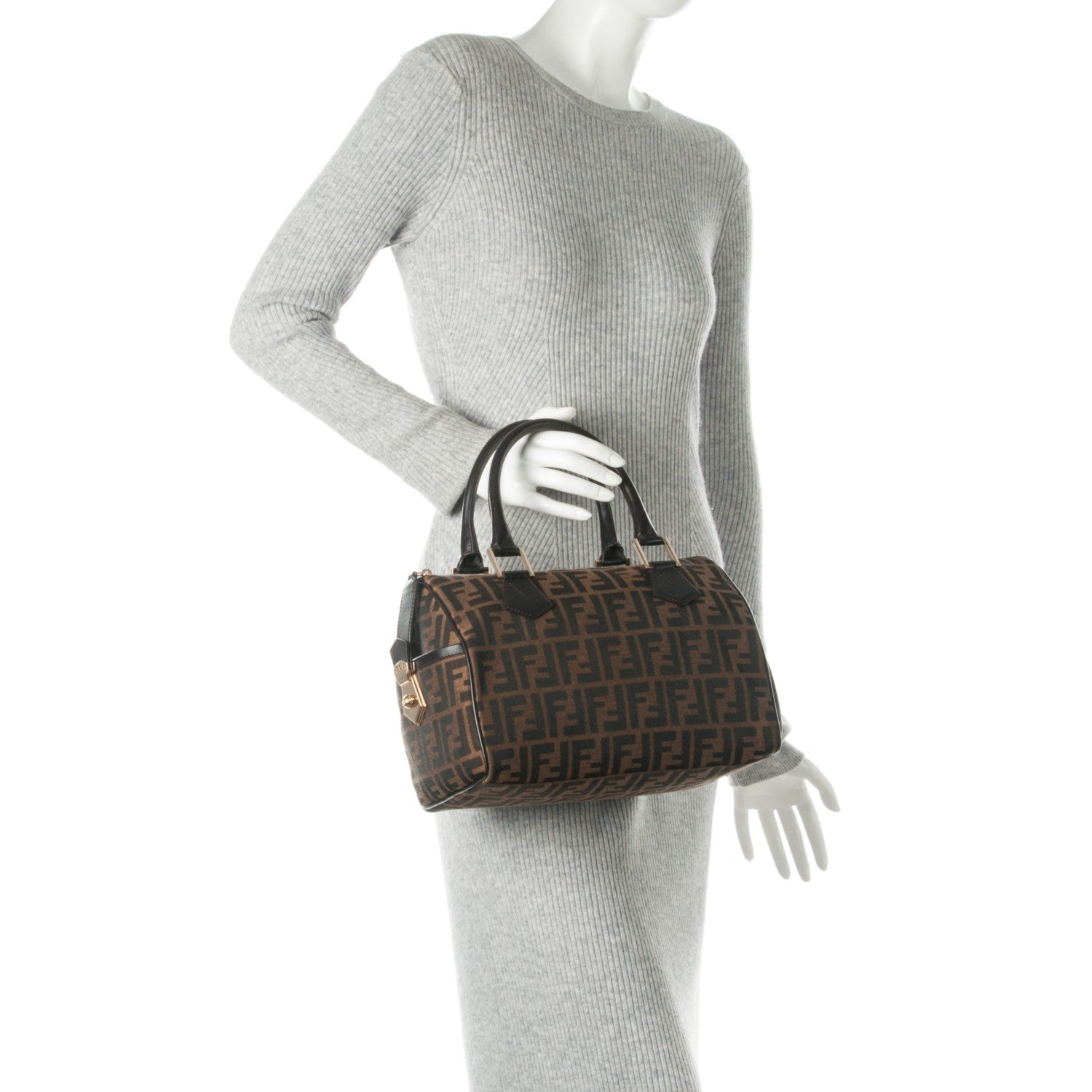 Fendi Zucca Cuoio Lucido Medium Chef Boston Tobacco Moro 2 of 10