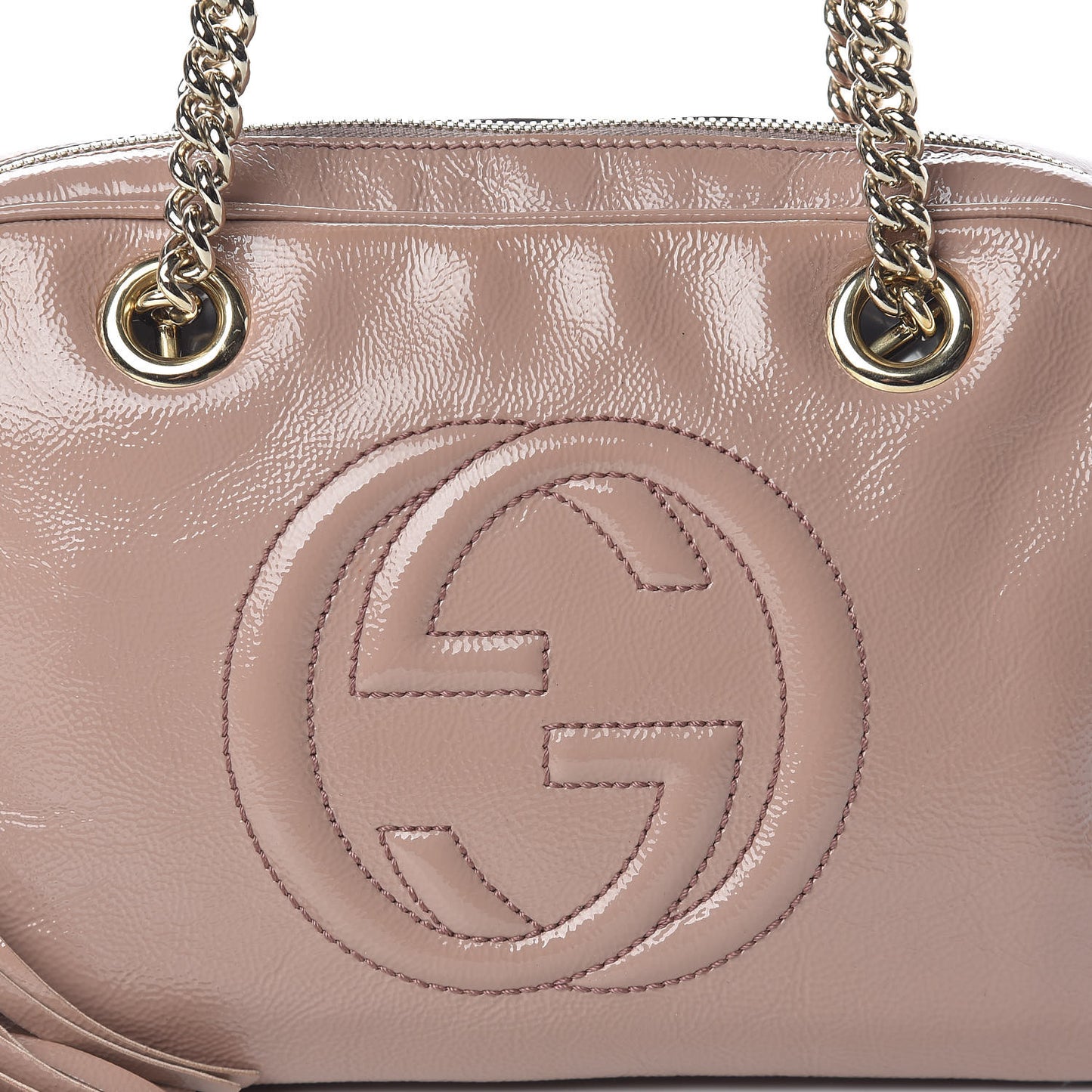 Soft Patent Small Soho Bowler Dark Cipria