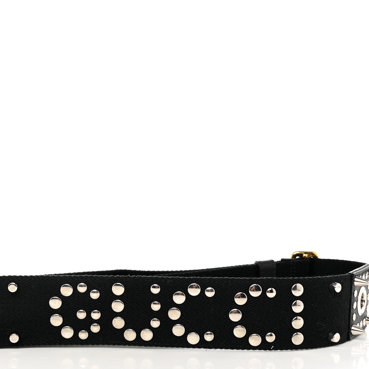 Canvas Studded Wide Logo Shoulder Strap Black