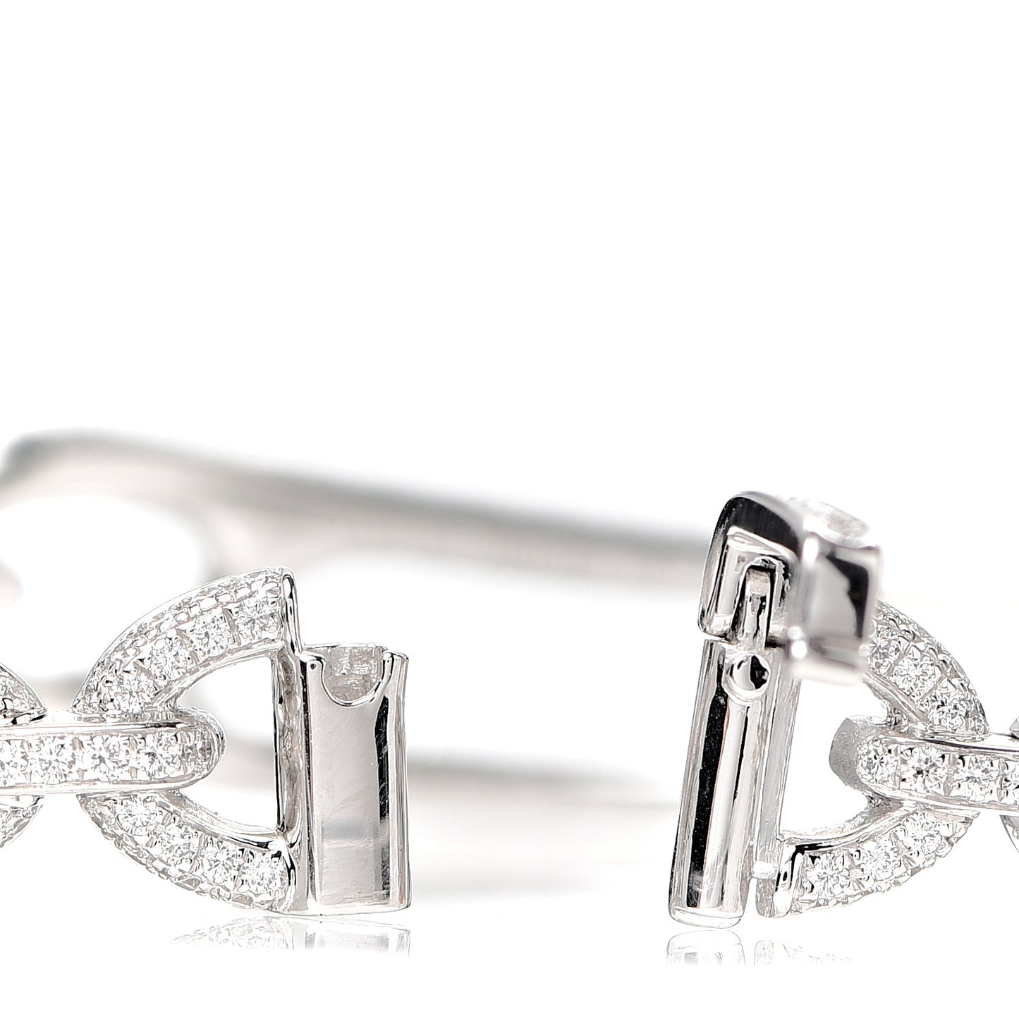 18K White Gold Pave Diamond MM Chaine d'Ancre Punk Bracelet SH