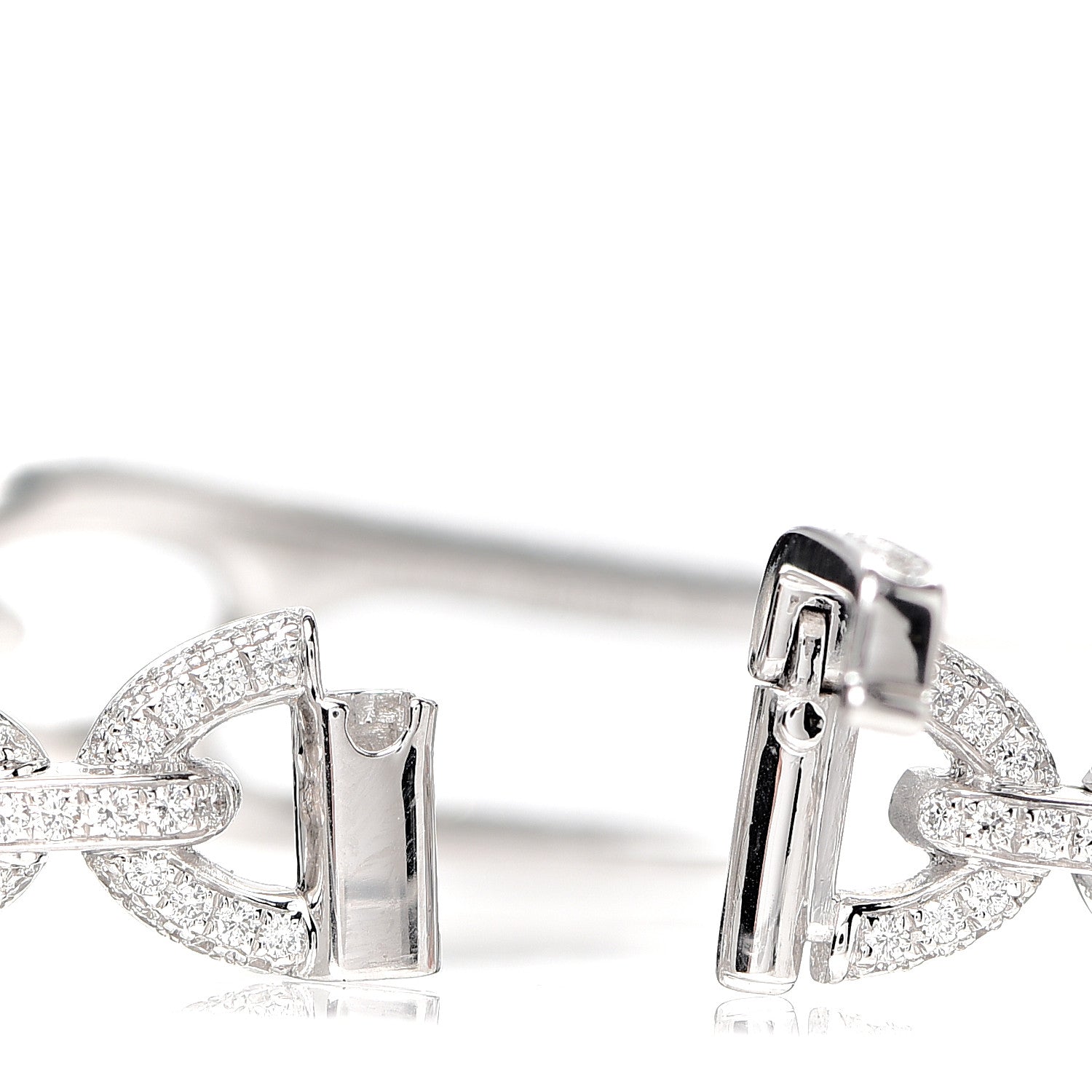 Hermes 18K White Gold Pave Diamond MM Chaine d'Ancre Punk Bracelet SH 6 of 8