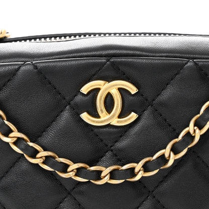 Chanel Lambskin Quilted CC Pearl Crush Camera Case Black 8 of 11