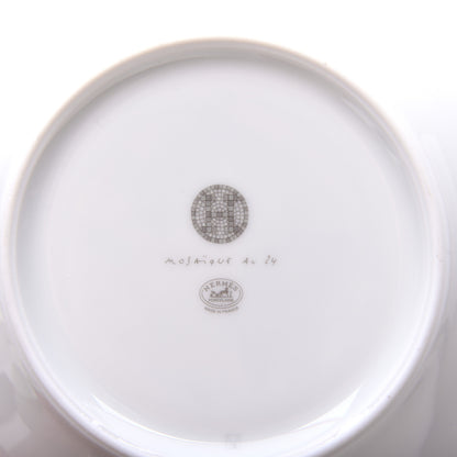 Hermes Porcelain Mosaique Au 24 Platine Tea Cup And Saucer Set Of 2 Platinum 7 of 8