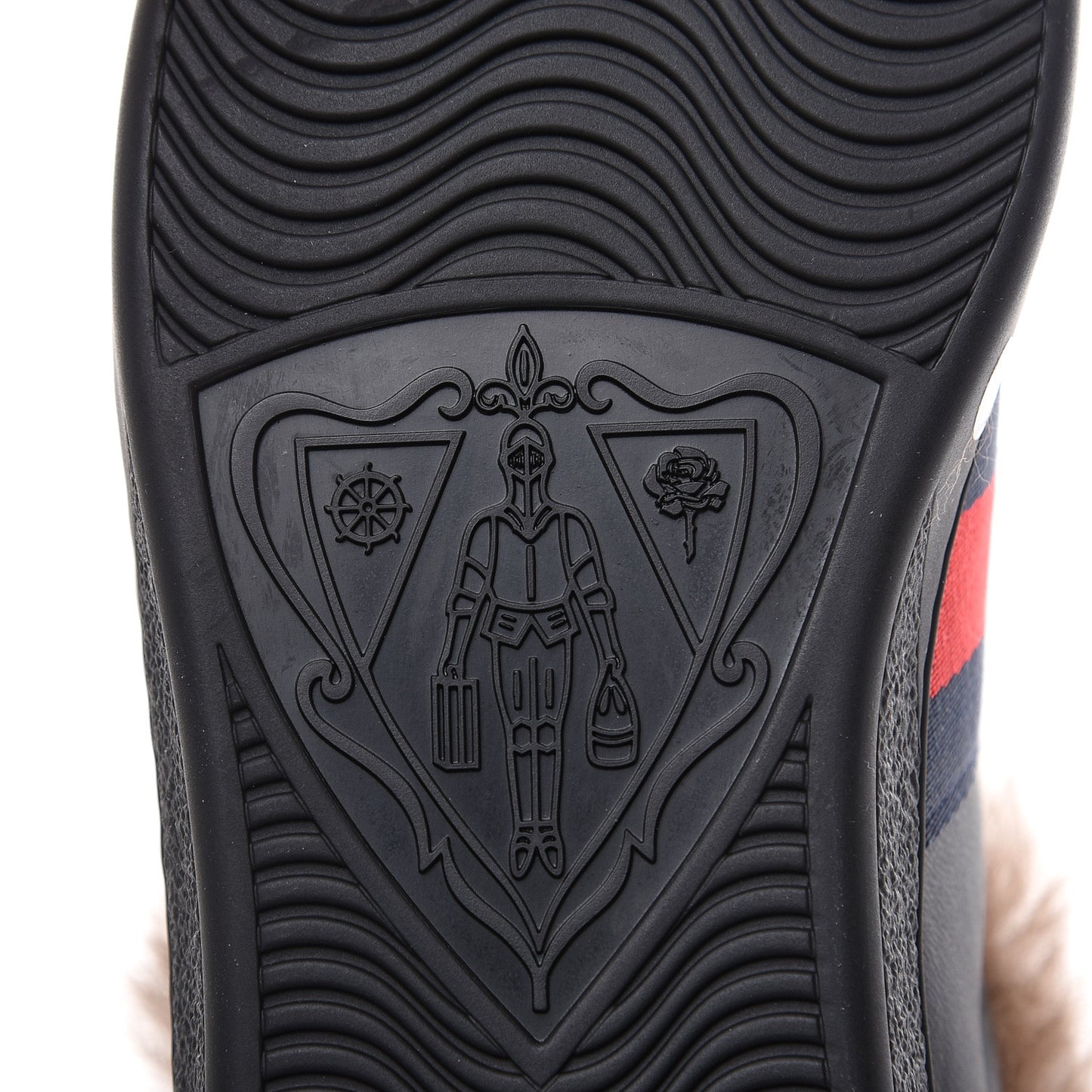 Calfskin Wool Web Bee Embroidered Mens Ace High Top Sneakers 7 Black