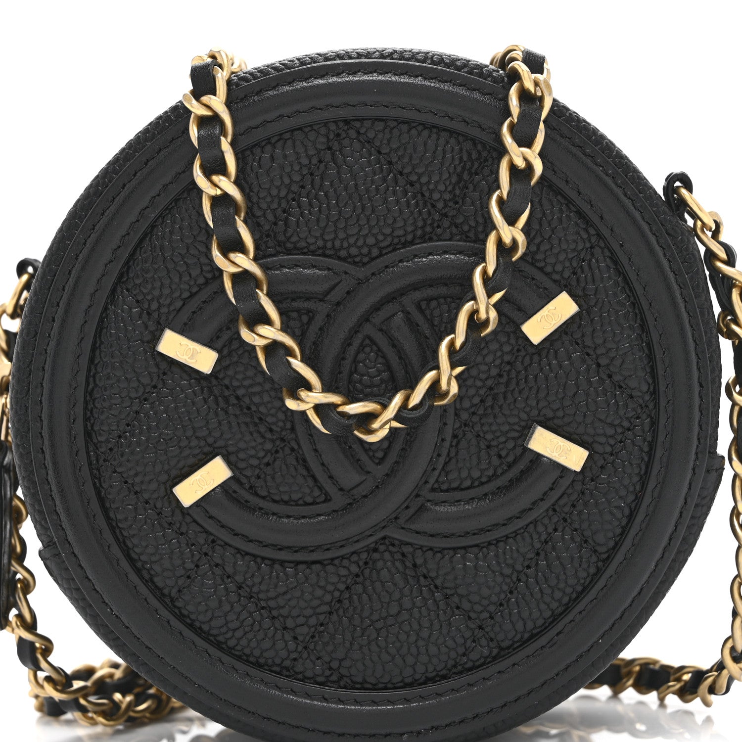 Chanel Caviar Quilted Round Filigree Crossbody Black 8 of 11