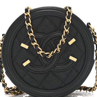 Chanel Caviar Quilted Round Filigree Crossbody Black 8 of 11