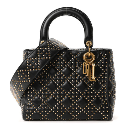 Christian Dior Calfskin Cannage Studded Medium Supple Lady Dior Black 1 of 10