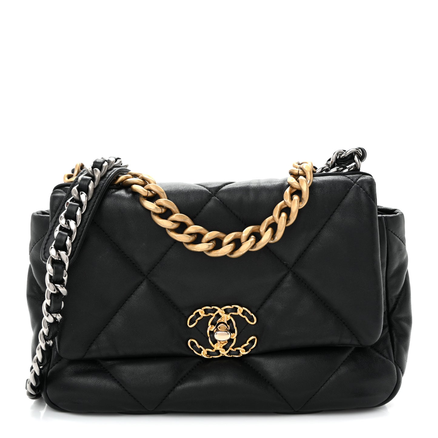 Lambskin Quilted Medium Chanel 19 Flap Black