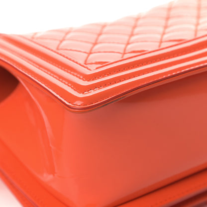 Chanel Patent Calfskin Quilted Medium Plexiglass Boy Flap Orange 12 of 13