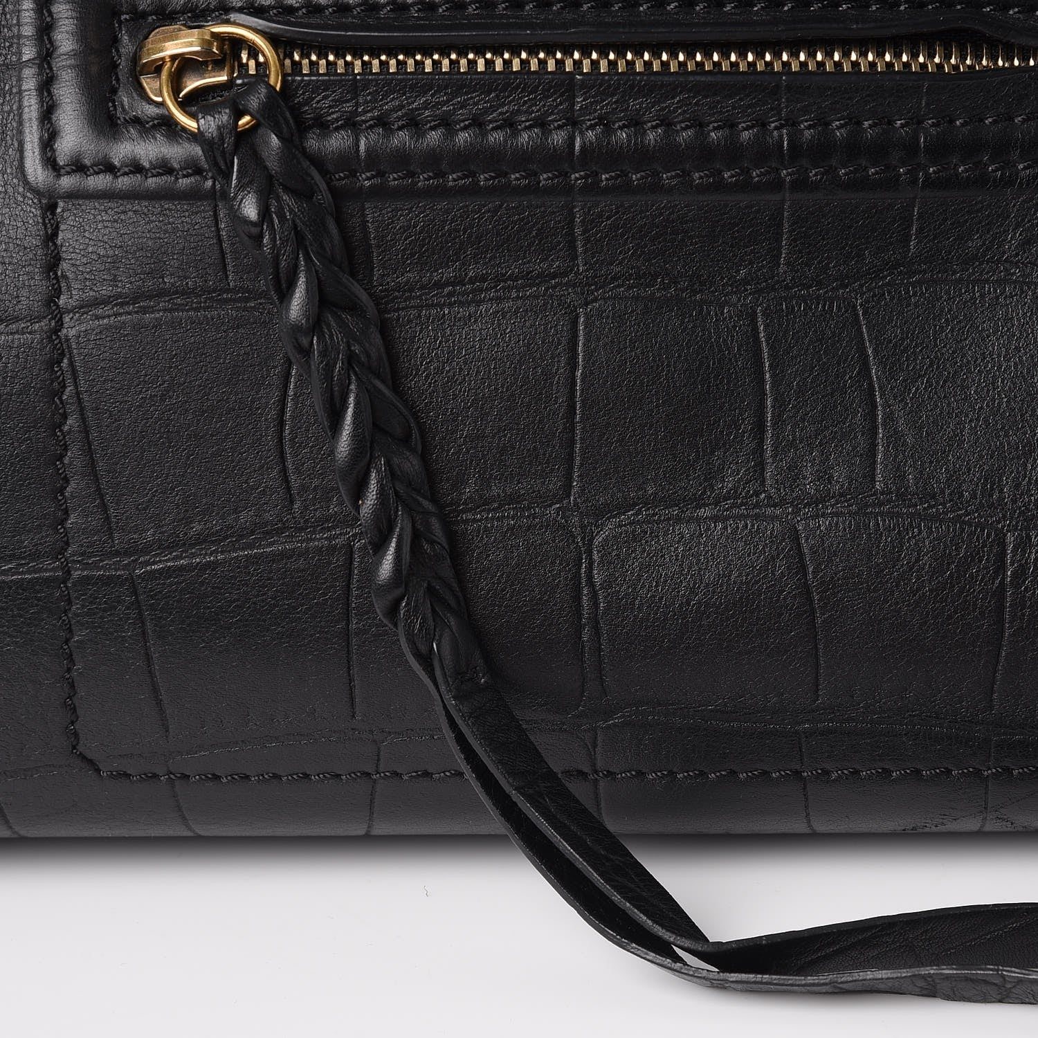 Celine Crocodile Embossed Calfskin Medium Phantom Luggage Black 9 of 12