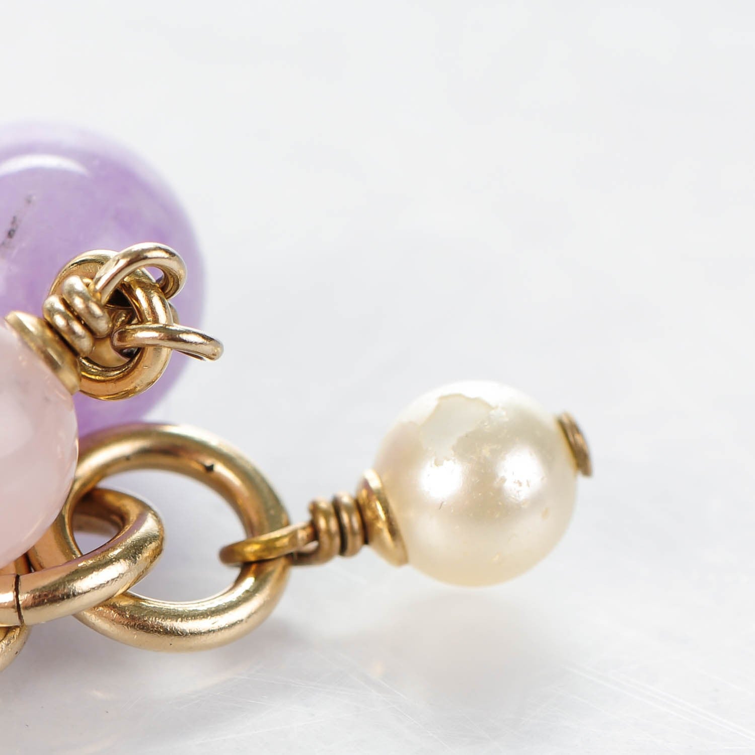 Chanel Pearl Beaded Crystal Star CC Bracelet Purple Gold 5 of 5