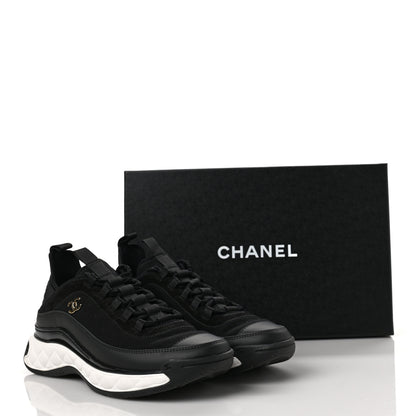 Chanel Velvet Calfskin Mixed Fibers CC Sneakers 38.5 Black 9 of 9