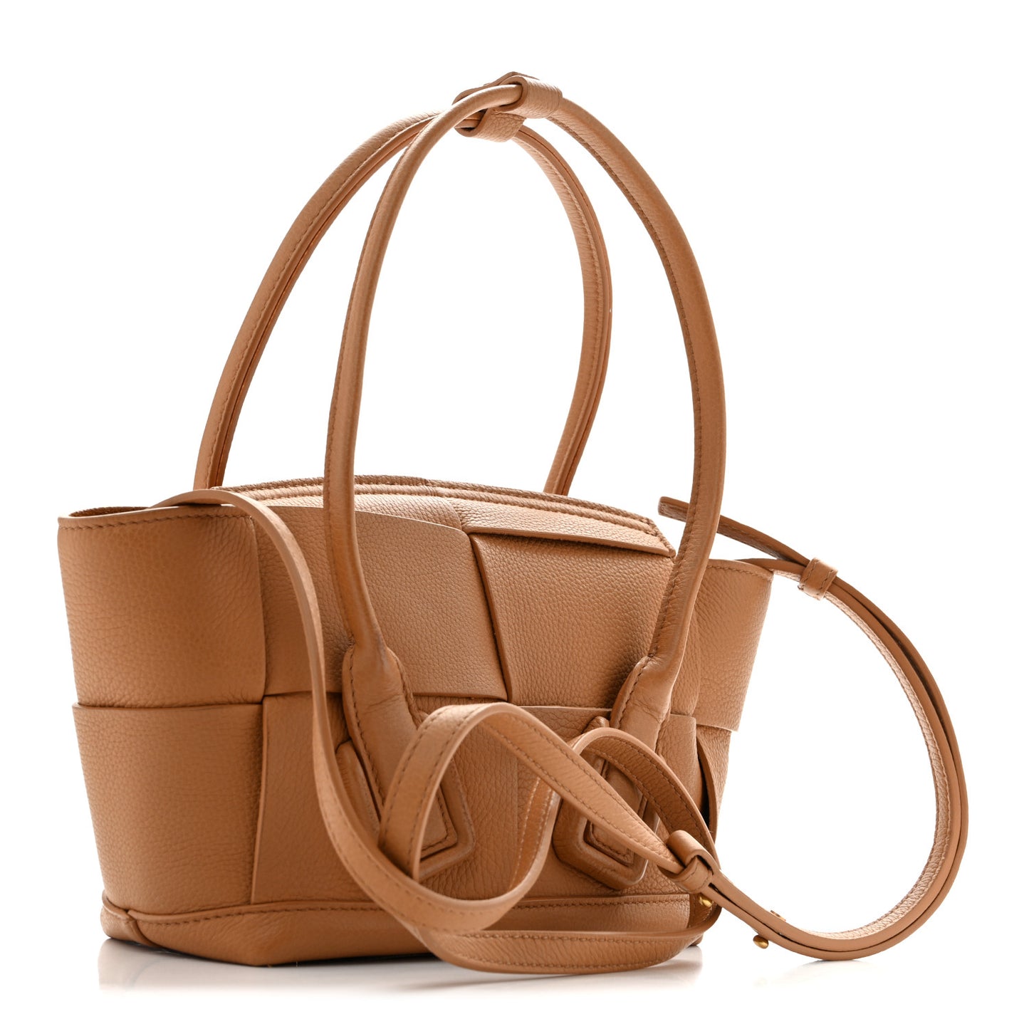 Grained Calfskin Maxi Intrecciato Mini Arco Caramel