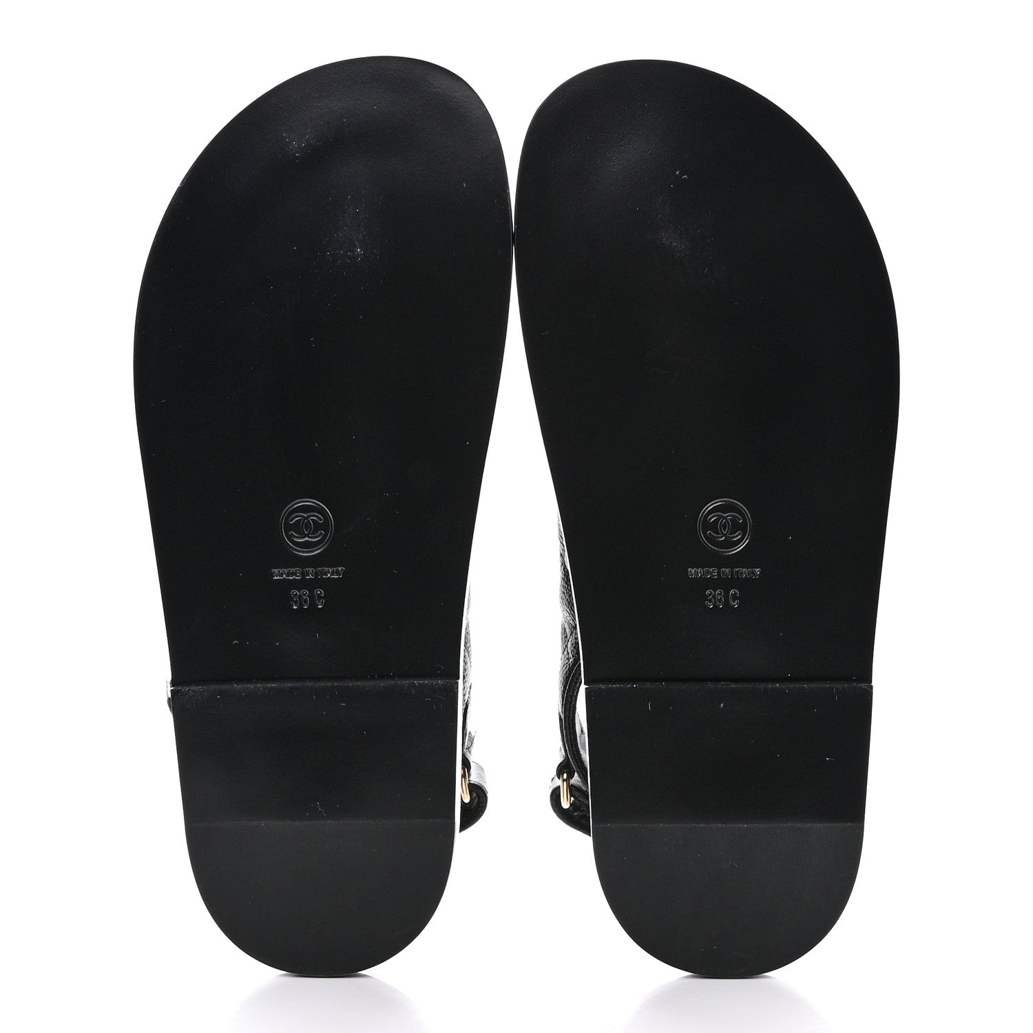 Chanel Grained Calfskin Velcro Dad Sandals 36 Black 5 of 10