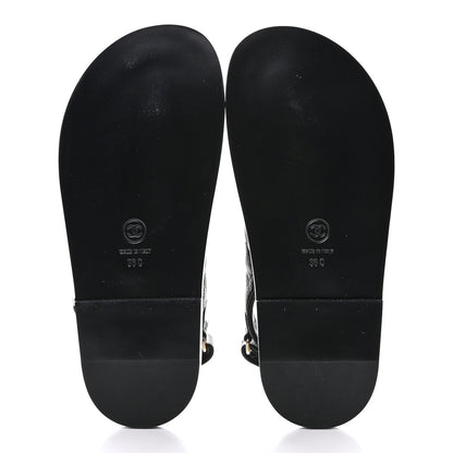 Chanel Grained Calfskin Velcro Dad Sandals 36 Black 5 of 10