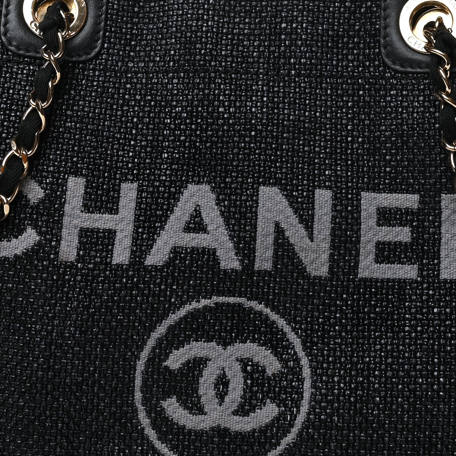 Chanel Woven Straw Raffia Small Deauville Tote Black 8 of 12
