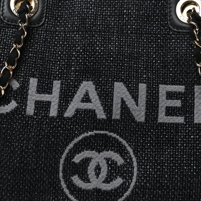 Chanel Woven Straw Raffia Small Deauville Tote Black 8 of 12