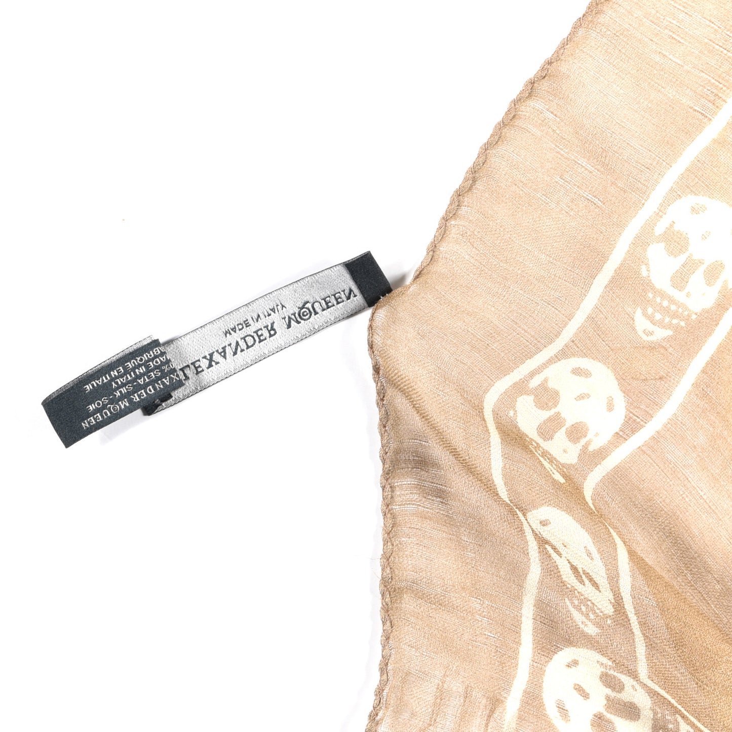 Silk Chiffon Skull Scarf Beige Ivory