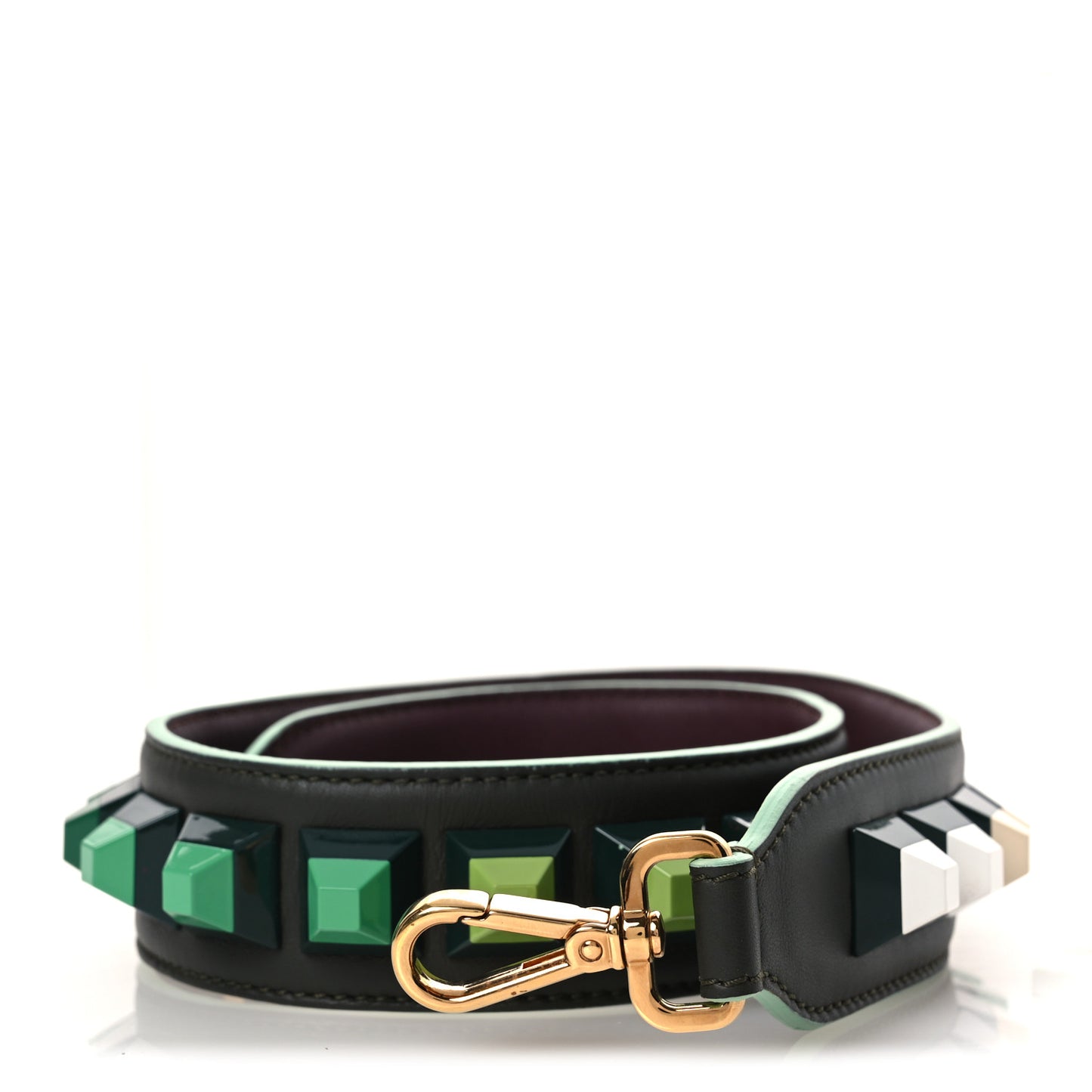 Vitello Dolce Bi-Color Degrade Studded Strap You Verde Prato Bordeaux