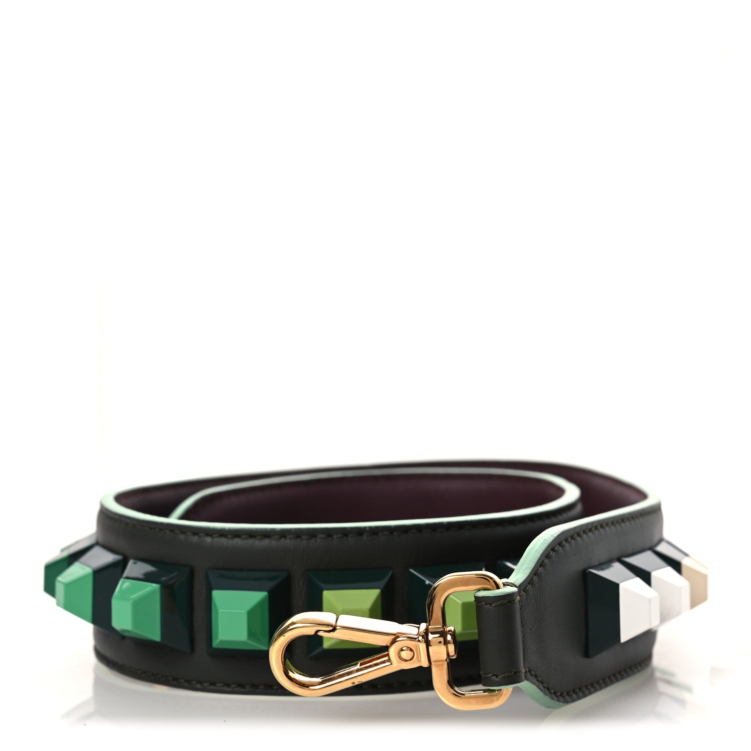 Fendi Vitello Dolce Bi-Color Degrade Studded Strap You Verde Prato Bordeaux 1 of 5