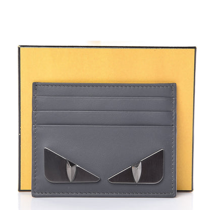 Fendi Vitello Century Metal Monster Eyes Card Holder Grey 9 of 9