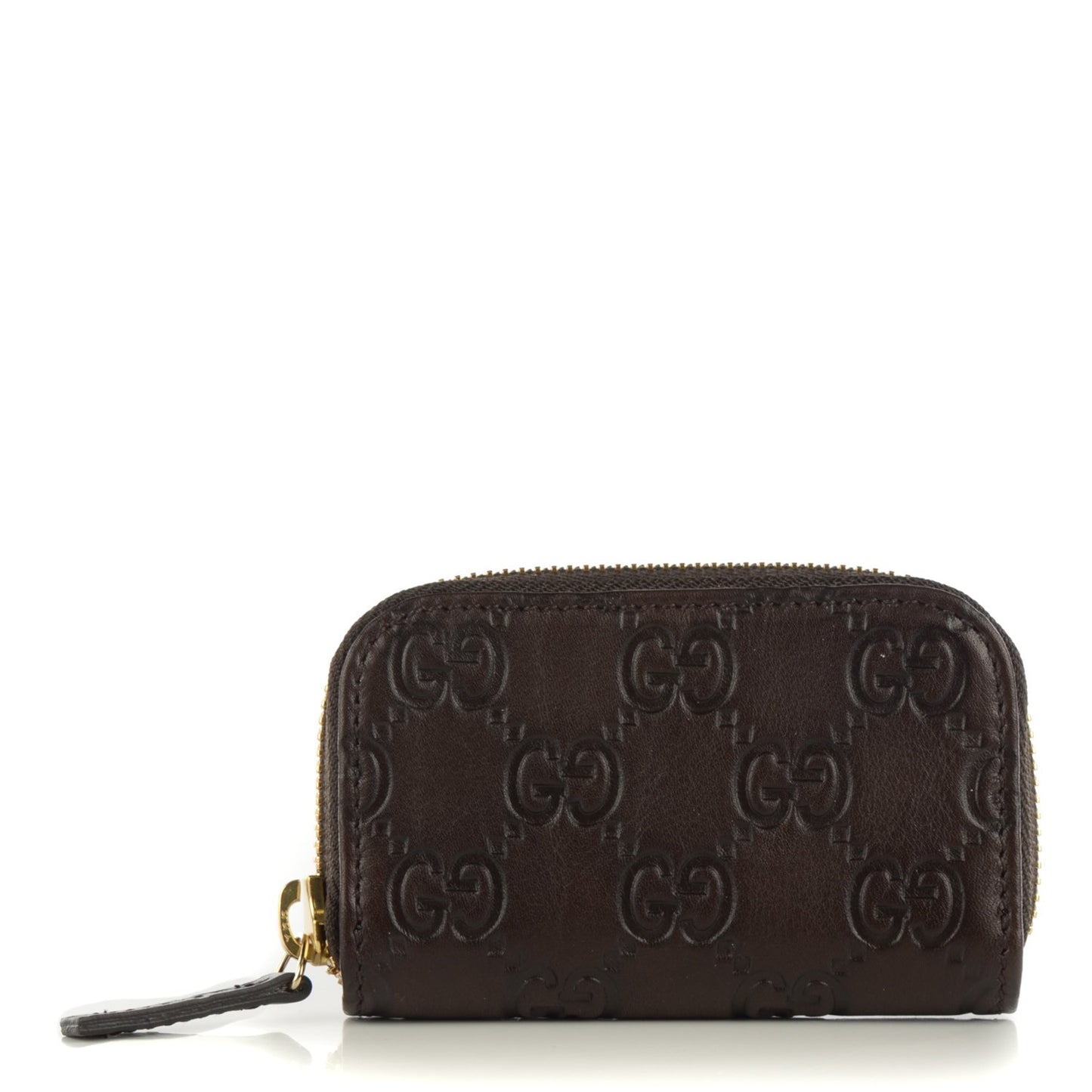 Guccissima Zip Around Coin Purse Wallet Dark Brown