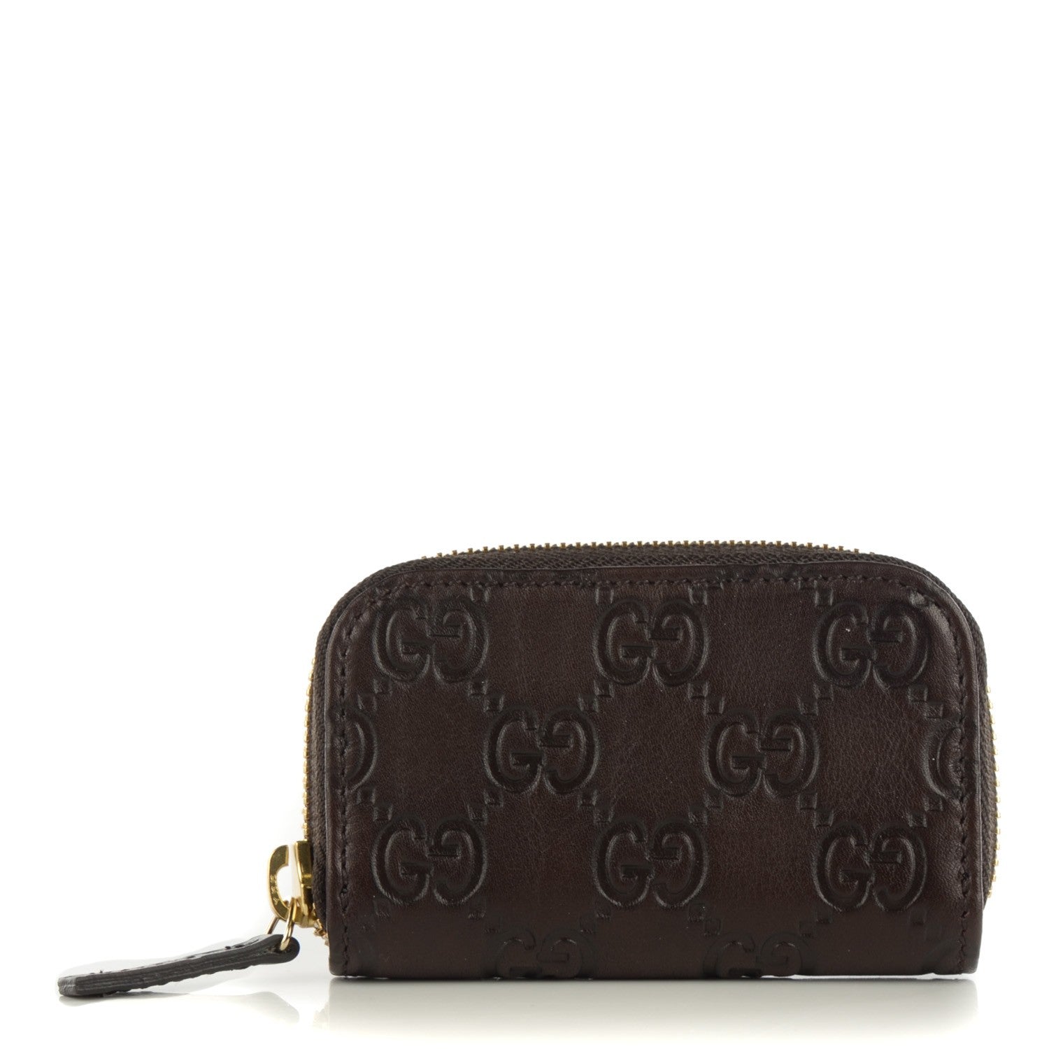 Gucci Guccissima Zip Around Coin Purse Wallet Dark Brown 1 of 7