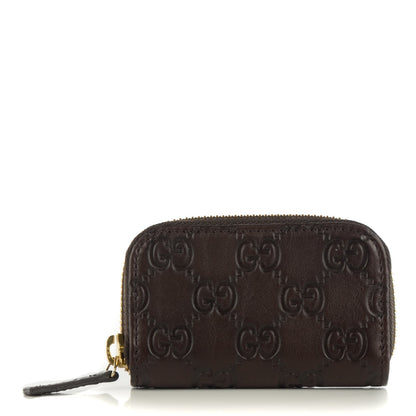 Gucci Guccissima Zip Around Coin Purse Wallet Dark Brown 1 of 7