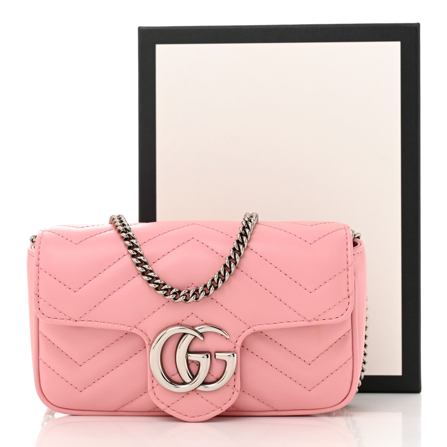 Calfskin Matelasse Super Mini GG Marmont Shoulder Bag Wild Rose