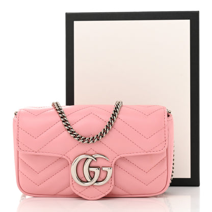 Gucci Calfskin Matelasse Super Mini GG Marmont Shoulder Bag Wild Rose 11 of 11