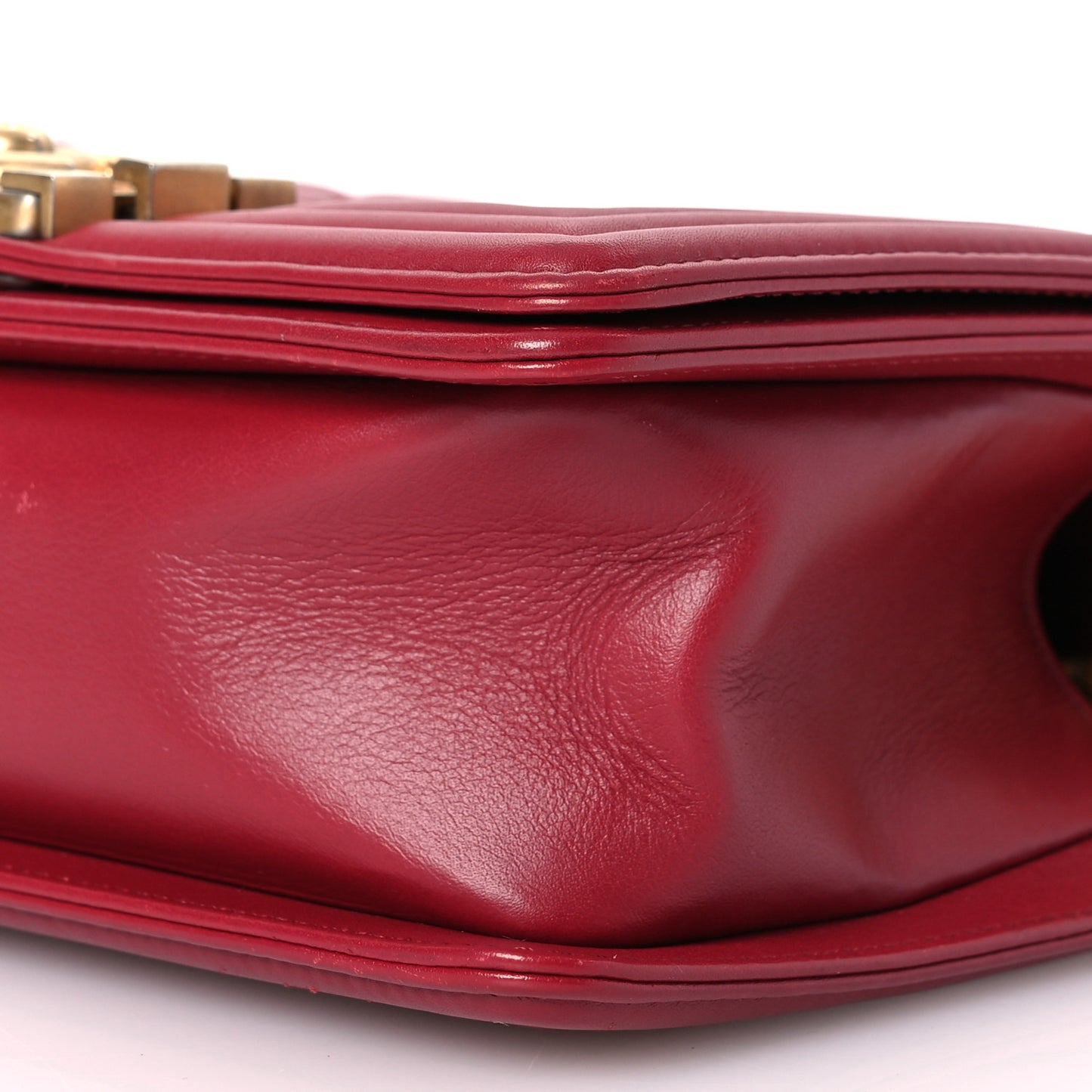 Calfskin Quilted Small Boy Flap Red