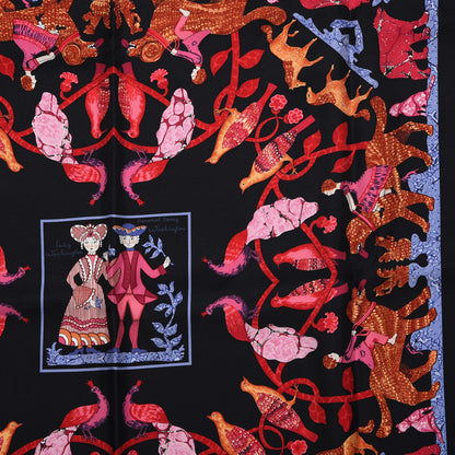 Hermes Silk Early America Scarf 90 Noir Bleu Nuit Rouge 8 of 13