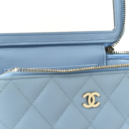Chanel Caviar Quilted Small Tiny CC Vanity Case With Chain Light Blue Light Blue 8 of 13