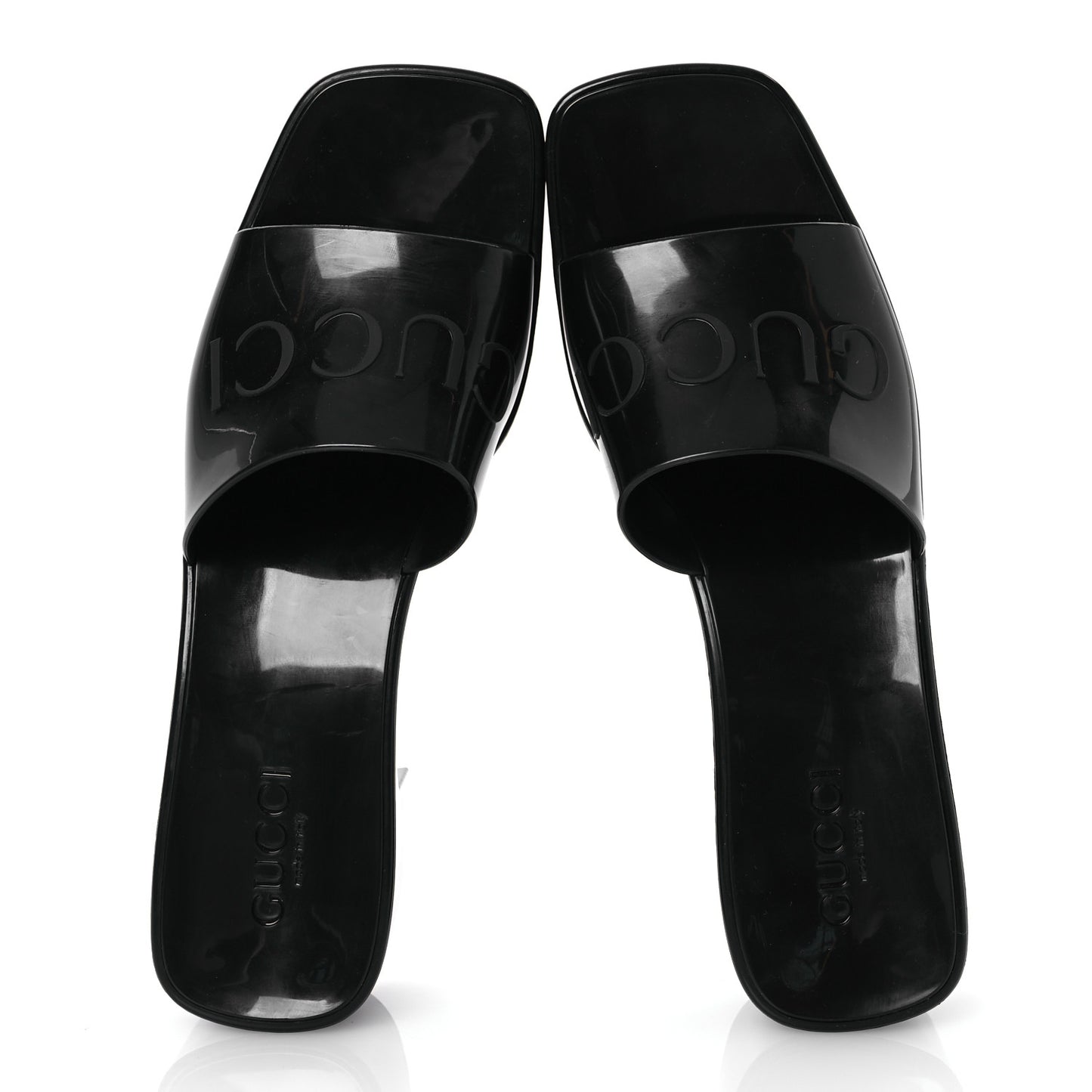 Rubber Gucci Logo Womens Platform 20/60mm Slide Sandals 41 Black