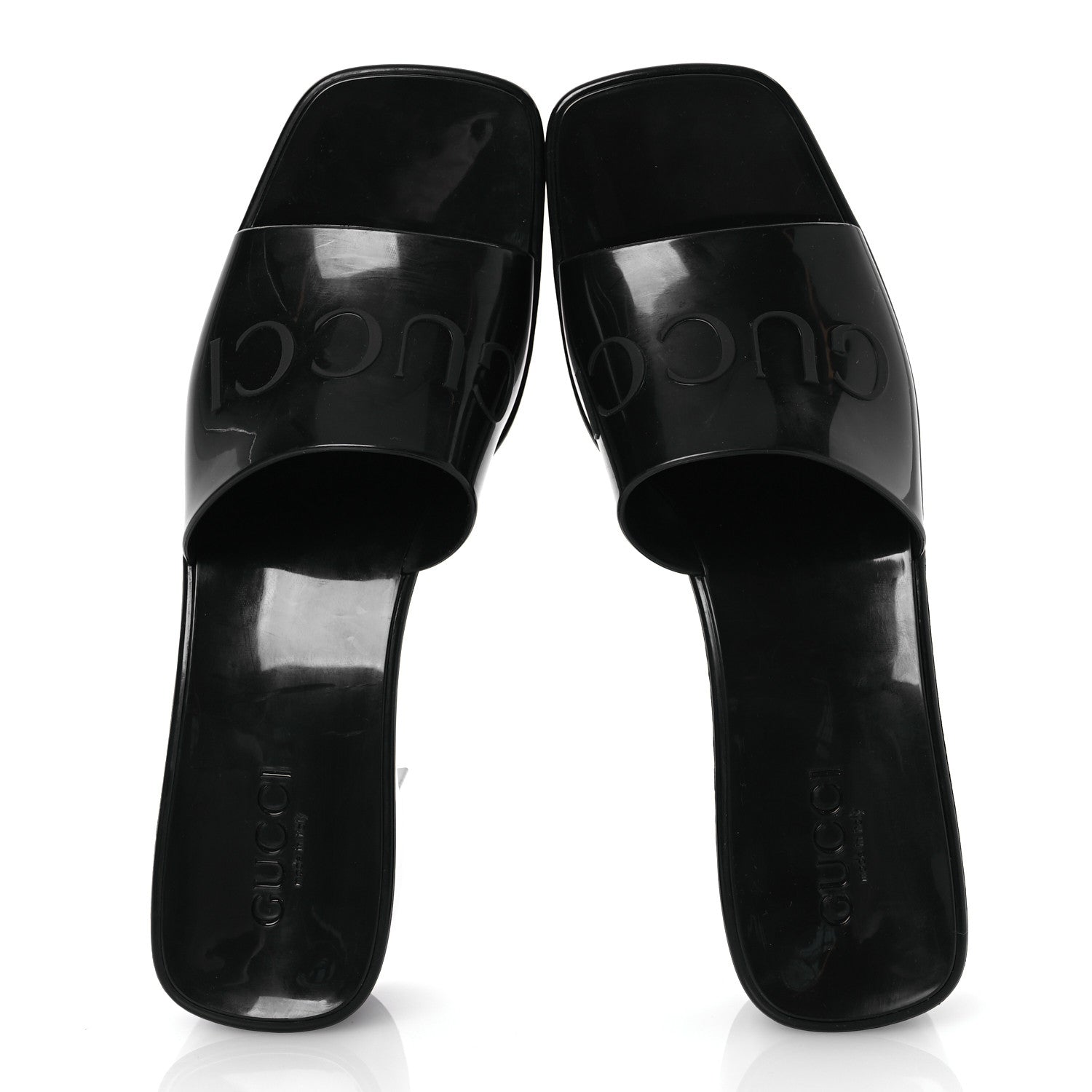 Gucci Rubber Gucci Logo Womens Platform 20/60mm Slide Sandals 41 Black 2 of 10