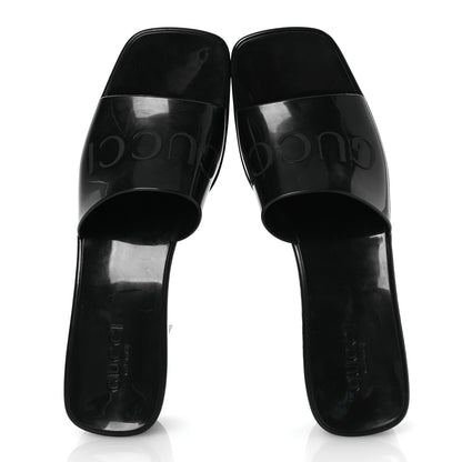 Gucci Rubber Gucci Logo Womens Platform 20/60mm Slide Sandals 41 Black 2 of 10