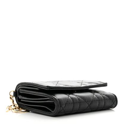 Christian Dior Lambskin Cannage Lady Dior Lotus Wallet Black 4 of 10