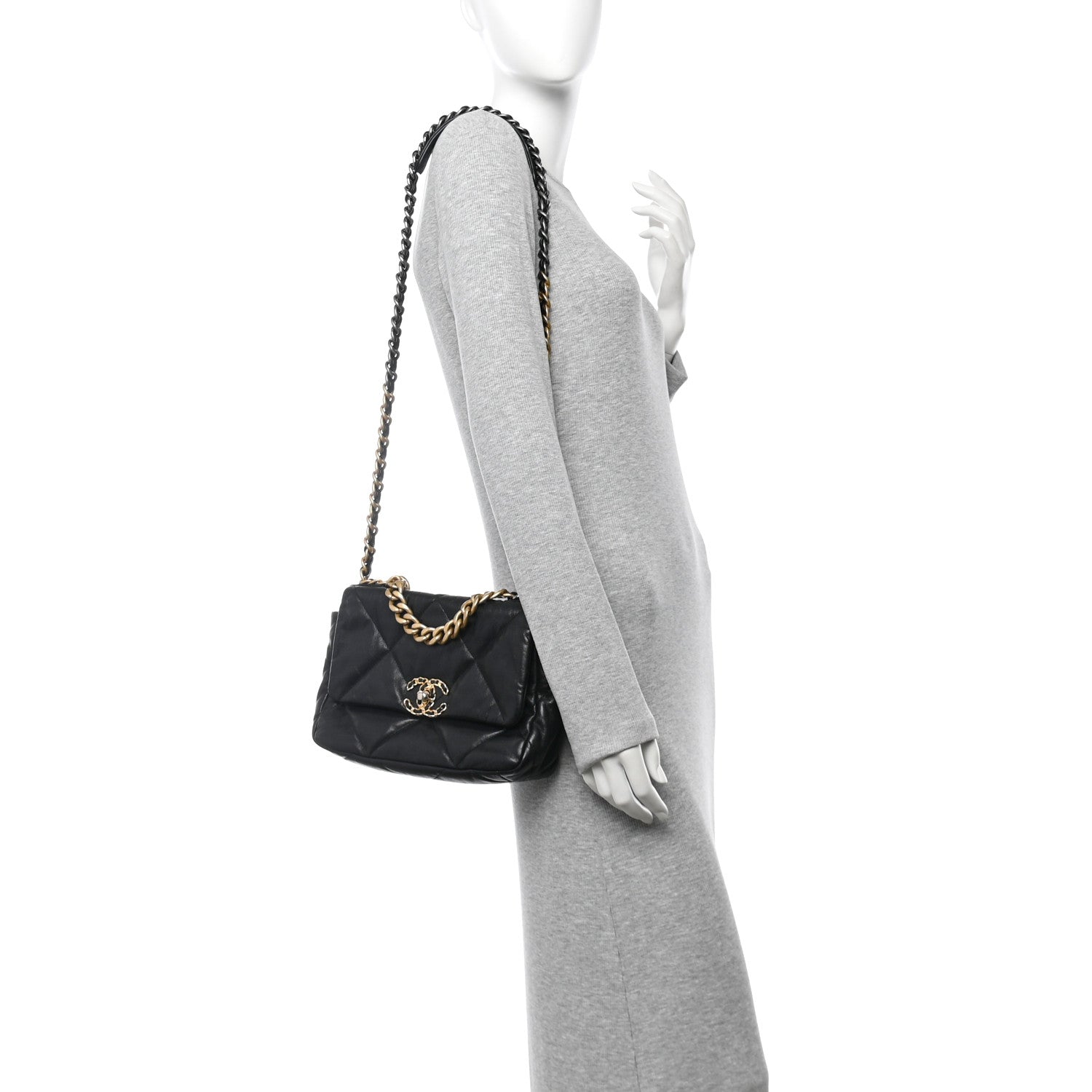 Chanel Goatskin Quilted Medium Chanel 19 Flap Black 2 of 10