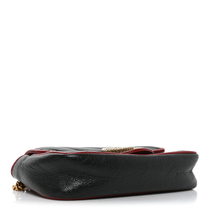 Gucci Vintage Effect Calfskin Matelasse Diagonal Super Mini Torchon GG Marmont Shoulder Bag Black Romantic Cherry 4 of 10