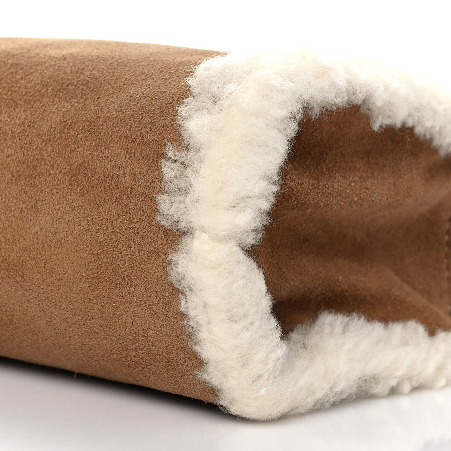 X UGG Suede Shearling Small Shopping Bag Chestnut
