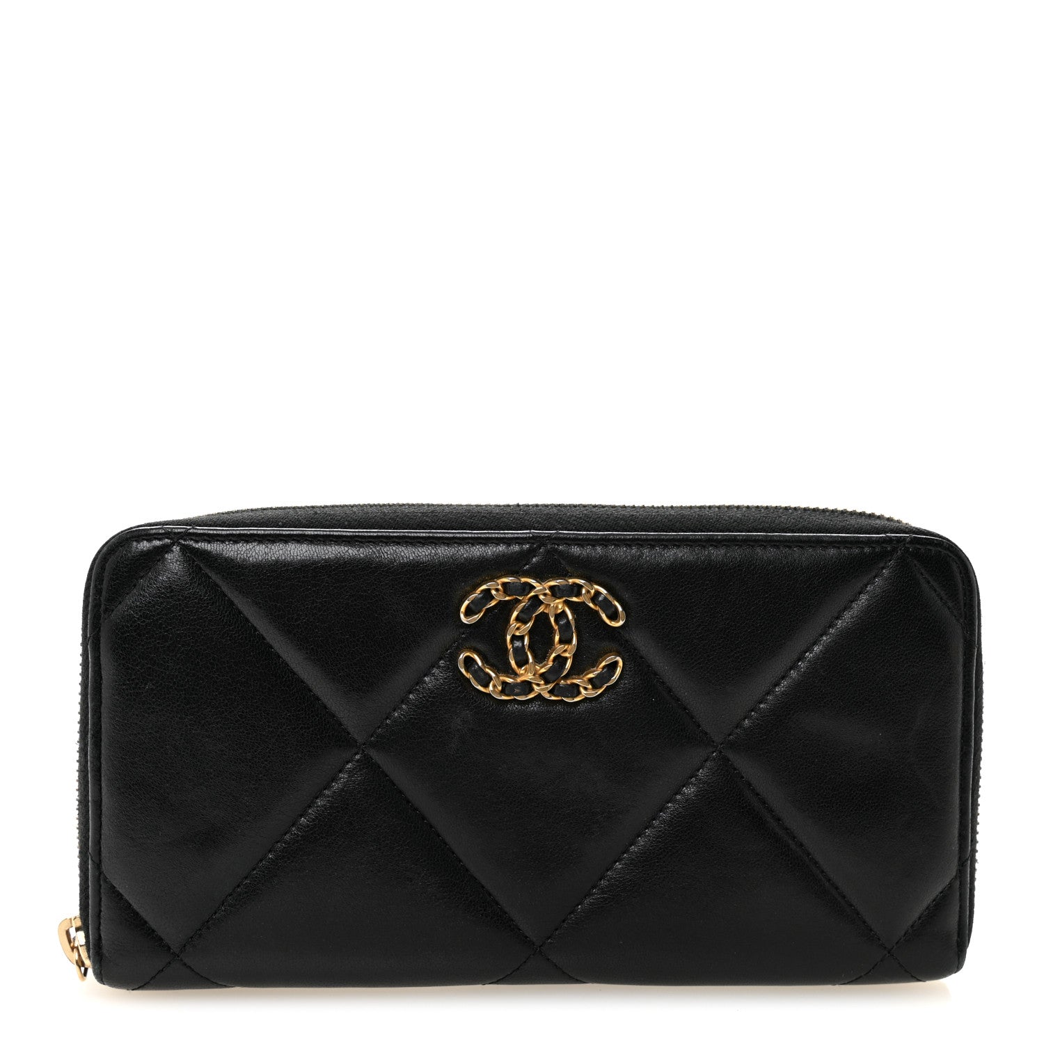 Chanel Lambskin Quilted 19 Long Zipped Around Wallet Black 1 of 10