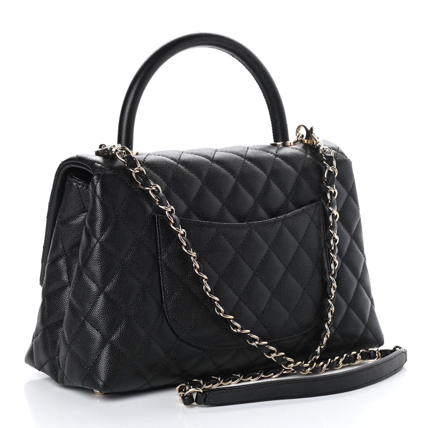 Caviar Quilted Small Coco Handle Flap Black