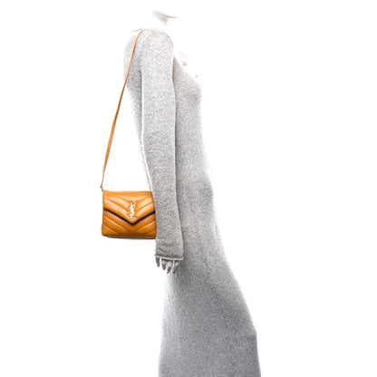 Saint Laurent Calfskin Y Quilted Monogram Toy Loulou Crossbody Bag Cheddar 4 of 12