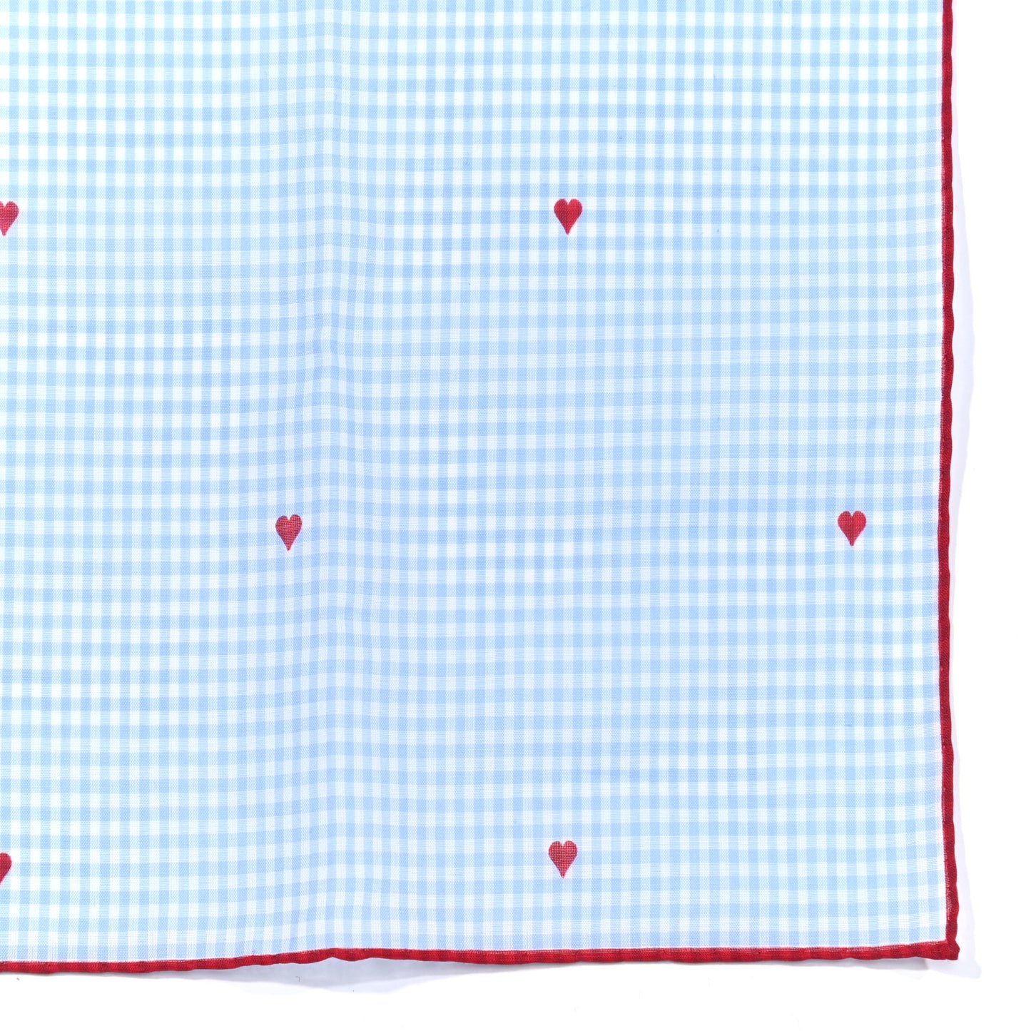 Cotton Popeline Heart Pocket Square Blue